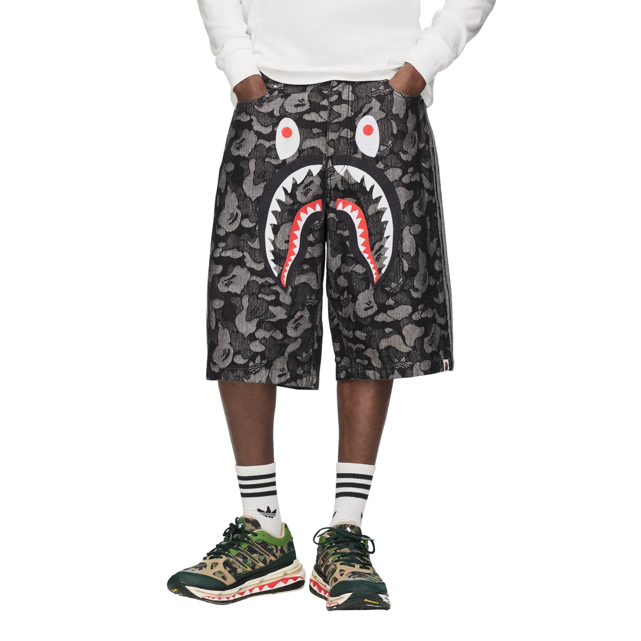 Adidas	x Bape Shark Denim Jorts - Image 3