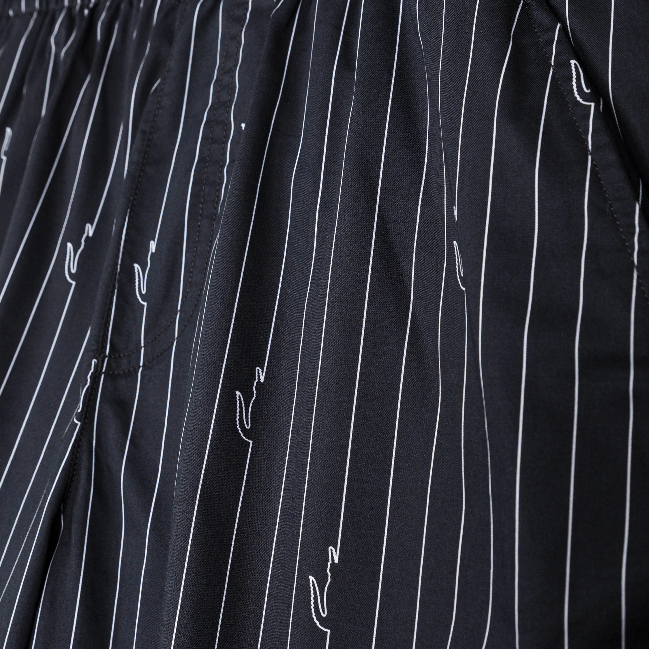 Lacoste Crocodile Print Stripe Cotton Shorts - Image 4